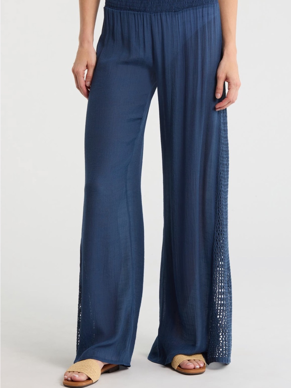 Elan Crochet Cover Up Pants - Navy
